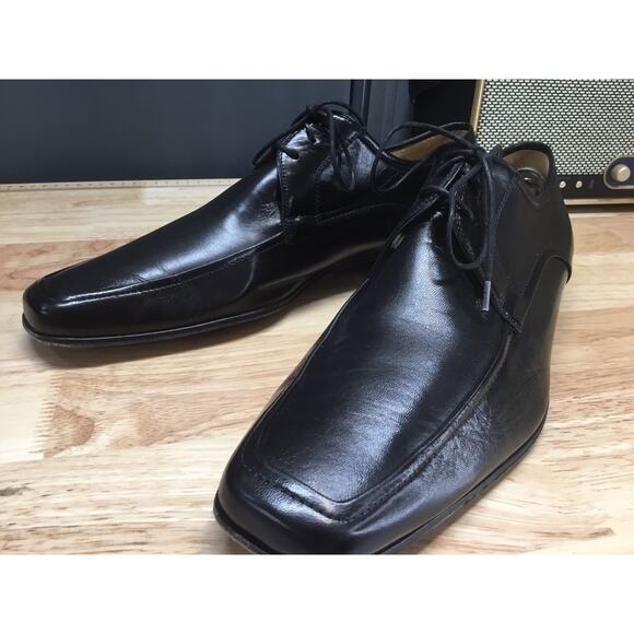 Magnanni Men 9.5 Oxfords Black Leather Lace Up Dress Shoes Spain Vintage main image 5